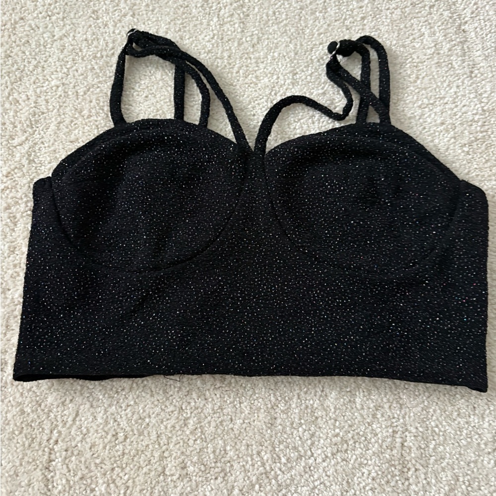 Wild Fable Glittery Black Crop Top